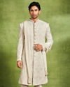Ivory Silk Zardosi Jaal Embroidered Sherwani